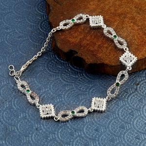 Bracelet tendance en argent sterling 925 avec bijoux CZ blancs et verts pour cadeaux et fêtes - Product Image 6