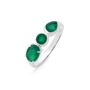 Nueva llegada 925 plata esterlina moda Natural ovalada pera verde ónix facetado anillo de piedras preciosas clásico fino fiesta de boda - Product Image 3