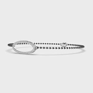 IGI Certified Lab Grown Round Diamond Oval Halo Mangalsutra Bracelet in <b>Solid</b> 925 Sterling Silver - Product Image 3