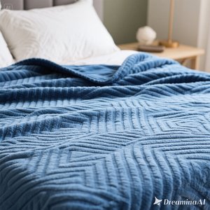 Manta de lana suave de lujo Cozy Navy Blue Diseño en relieve Tamaño Doble - Product Image 2