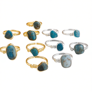 Trendy Gold and Silver Plated Fashion <b>Rings</b> with Natural Stone Stylish Resale Appeal - Product Image 3