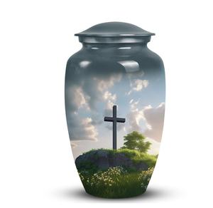 Christian Themed Cremation Urn <b>for</b> Adult <b>Ashes</b> Customizable Memorial <b>for</b> Human <b>Ashes</b> With Keepsake Spiritual Urn <b>for</b> Adults - Product Image 1