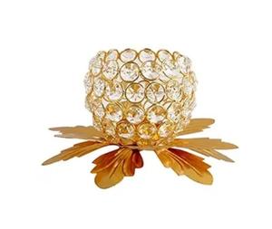 ที่ใส่ชาคริสตัลสีทองดีไซน์รูปใบไม้ทำด้วยมือราคาดีที่สุดในสไตล์ INS ที่วางโคมไฟโต๊ะสำหรับตกแต่งเทศกาลคริสต์มาส - Product Image 1