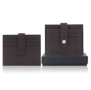 Porte-cartes en cuir véritable personnalisé Porte-cartes pour hommes de haute qualité Poche portefeuille Mini Smart Slim Crazy Horse en cuir - Product Image 6