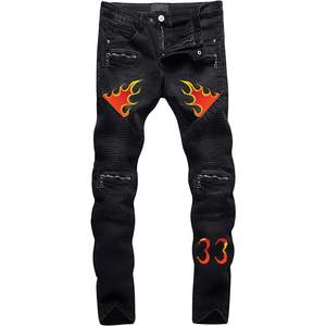 Wholesale New Fashion Biker Coated Denim Jeans Men Washed Slim Fit Windproof Quick Dry Plus Size High Street Style <b>Pencil</b> Pants - Product Image 1