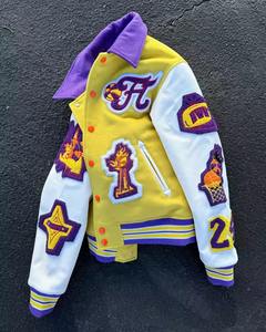 เสื้อแจ็กเก็ตหนังแท้สำหรับผู้ชายใช้ได้ทั้งชายและหญิงแขนเสื้อแบบสั่งตัดปกหนังกำมะหยี่ปักลายสำหรับผู้ชาย - Product Image 4