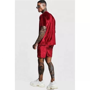 Ensemble short personnalisé été 2025 grande taille 100% coton velours 2 pièces col rond hommes respirant séchage rapide survêtements assortis - Product Image 2