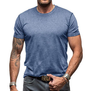 Haut décontracté pour homme col rond contrasté manches courtes T-shirt basique à la mode coupe ajustée OEM - Product Image 5