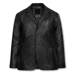 Veste d'hiver en cuir véritable faite à la main de style nouveau, couleur unie, veste en cuir véritable, mode d'hiver, vestes en cuir originales - Product Image 6