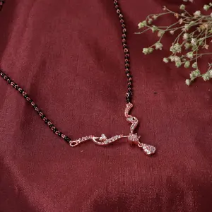 Collar Mangalsutra con Baño de Oro Rosa y Circonitas Cúbicas para Uso Diario, Collar de Moda con Cuentas para Mujer - Product Image 2