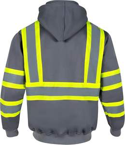 Sudadera CON CAPUCHA DE SEGURIDAD reflectante con cremallera frontal y múltiples bolsillos de alta visibilidad personalizada de invierno de poliéster 100% al por mayor - Product Image 6