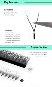 ขนตาปลอมมีขนตางอนฟู Liilash ขนตาปลอมสองหัวสำหรับเพิ่มวอลลุ่มแฟนๆ YY ขนตาปลอมขายส่งโลโก้ได้ตามต้องการ - Product Image 6