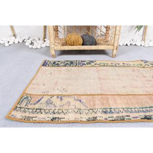 Alfombra de 1.7x3.2 pies, Alfombra Turca Vintage, Alfombra de Lana con Borde Beige - Product Image 4