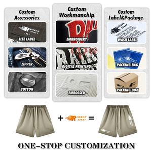 Short de survêtement personnalisé vintage été 100% coton pour hommes toile respirante ourlet brut impression bouffante 3D pierre écologique lavage à l'acide haut - Product Image 5