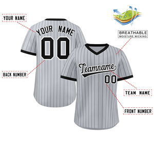 Camiseta de Béisbol Personalizada con Rayas Grises, Uniforme de Equipo Transpirable, Camiseta Sublimada - Product Image 2