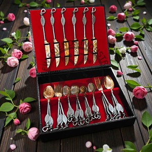 Ensemble de couverts en cuivre vintage, édition neuve, élégant, ensemble de couverts en cuivre médiéval, 30 pièces, ensemble de couverts avec boîte, ensemble de repas de camping - Product Image 3