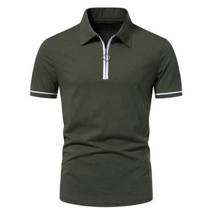Polos con logotipo personalizado a precio de fábrica, camiseta Polo informal de estilo de golf de talla grande con cremallera de cuarto para ropa de hombre, camiseta Polo sólida - Product Image 5
