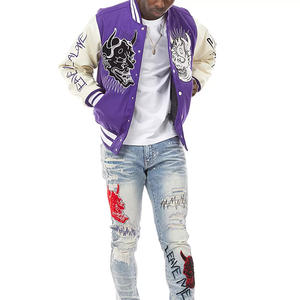 Blouson Bomber Homme Personnalisé Imprimé en Relief Style Universitaire Hiver avec Motif Sportif Collégial - Product Image 4