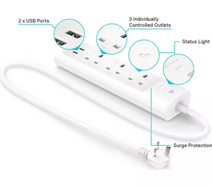 Nuevo cable de extensión de WiFi inteligente de CA de 3 enchufes Kasa KP303 con enchufe del Reino Unido, Material de PC ignífugo, nuevo de - Product Image 3