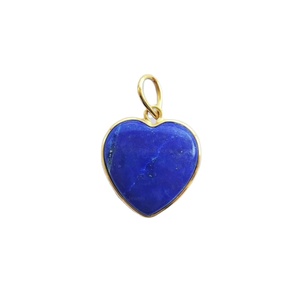 20mm Naturel Lapis Lazuli Pierre Précieuse Lunette 18k Plaqué Or 925 Argent Sterling À La Mode En Forme De Coeur Charmes Pendentif Femmes Cadeau - Product Image 1