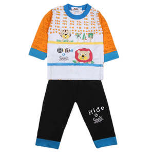<b>Boys</b> Full Sleeves 2 Pcs <b>Suit</b> - Orange - Product Image 1