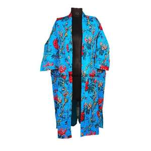 Robe kimono d'hiver confortable, réversible, faite à la main, en coton biologique 100% pur, tricotée et matelassée, écologique - Product Image 1