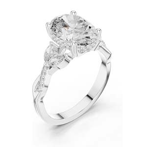 Anillo de Diamante de Laboratorio con Corte Ovalado de 3.35 CT para Mujer, Claridad VVS-VS EF, Oro de 18K, 14K, 10K y Plata 925, Oro Rosa, Amarillo y Blanco - Product Image 4