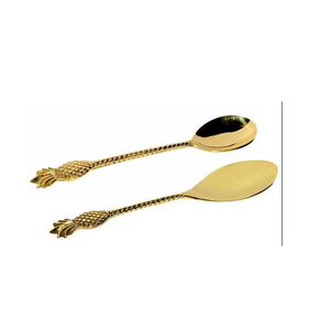 Top Design Laiton Couverts Simple Fruit Cuillère De Service Ensemble Salade Cuillère De Service En Acier Miroir Laiton Brillant Poli à Vendre - Product Image 3