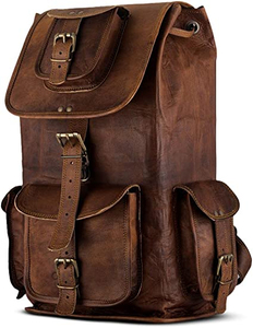 Sac à dos en cuir de vachette vintage rétro pour ordinateur portable avec logo personnalisé, sac à dos en cuir véritable pour hommes - Product Image 1