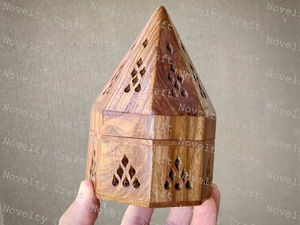 Quemador de Incienso de Sándalo Creativo al por Mayor, Forma de Pirámide, Hueco, Bakhoor Mubkhar, Hecho a Mano, Ecológico, para Uso Religioso - Product Image 4