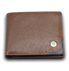 Cartera de piel de vaca RFID personalizada para hombre, diseño corto y delgado con monedero con cremallera - Product Image 1