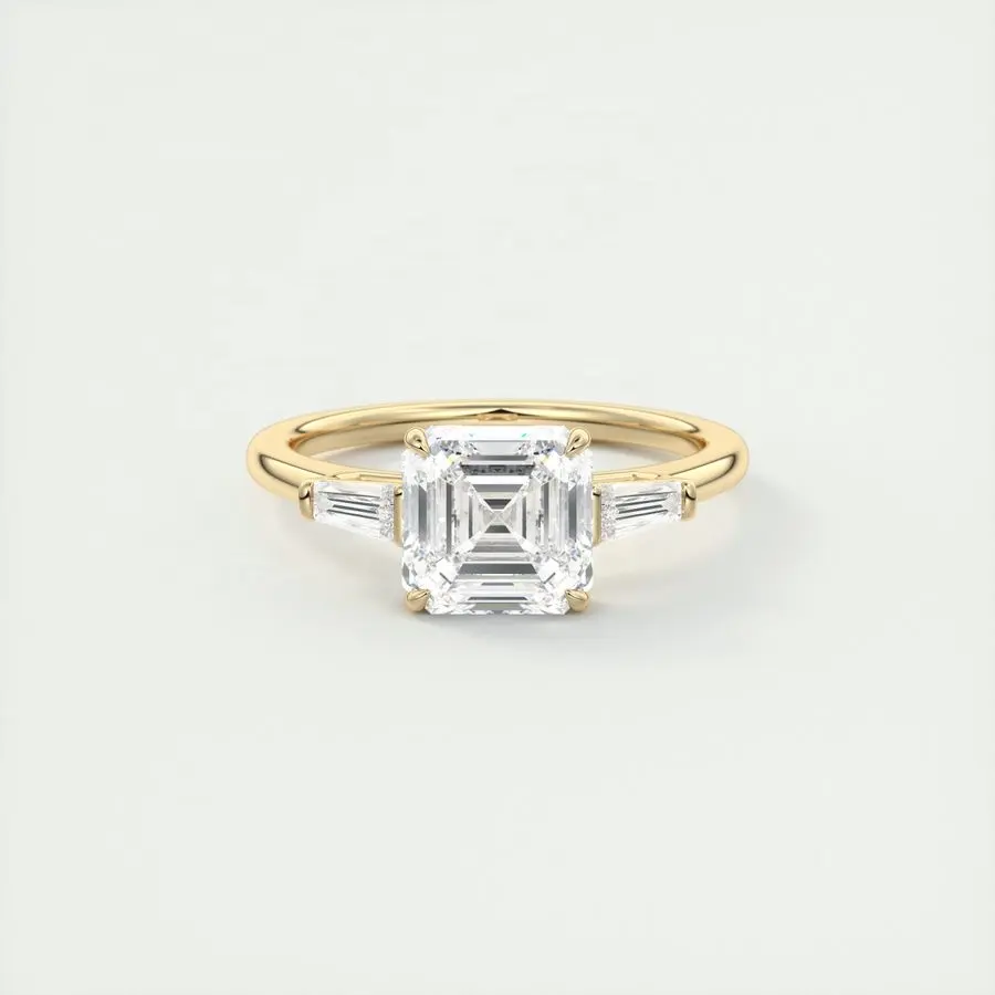 Long Dubbale Diamond Rings Corte 9K 10K 14K 18K 24K Solid Real Gold Vvs Moissanite Diamante Solitaire Ring