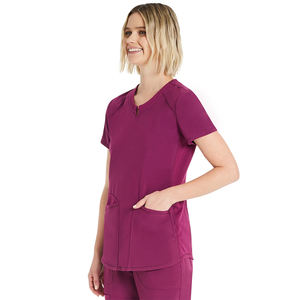 Uniforme de Enfermera de Alta Calidad, Color Granate, Cuello Redondo, Secado Rápido, Algodón y Poliéster, Cómodo y Lavable - Product Image 3