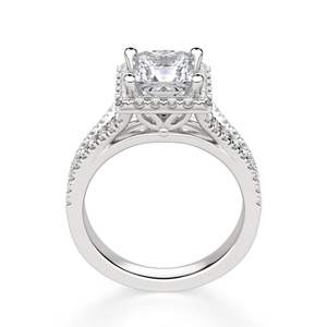 Princess Cut Diamond <b>Split</b> Shank Halo Anniversary <b>Ring</b> - Product Image 3
