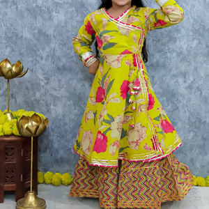 Kids Girls Designer Salwar Kameez Set Comfortable Elegant Cotton Traditional Wear Stretchable Fabric for Parties Festive - Product Image 1