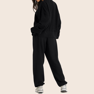 Nuevo diseño 2025 ropa de calle de invierno para mujer chándal 100% Material de algodón sólido transpirable logotipo personalizado impresión servicio OEM - Product Image 4