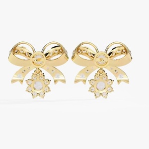 Boucles d'oreilles en or jaune 10K/14K/18K avec diamants ronds de laboratoire pour femmes, clarté VS, design floral, bijoux hip-hop - Product Image 4