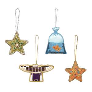 Threads Custom Size Color Brazeal Studio Custom Log Handmade Embroidered Beaded Velvet Satin <b>Christmas</b> <b>Tree</b> <b>Ornaments</b> Golden - Product Image 4