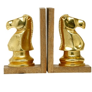 Chess Horse Decorative Bookend Metal and Wood Tabletop Home Decoration <b>Book</b> Stands Latest Modern Factory Direct Rate - Product Image 4