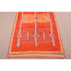 Turkish <b>Rug</b>, 3.2x11.3 ft <b>Runner</b> <b>Rug</b>, Orange Floral Wool Vintage <b>Rug</b> - Product Image 5