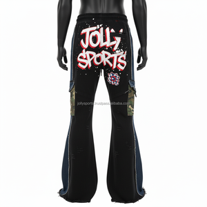 Pantalón deportivo de algodón polar de alta calidad para hombre, estilo callejero con logotipo impreso personalizado y bolsillos de camuflaje, pantalones lavados para hombre - Product Image 2