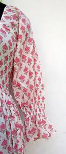 ชุดเดรสแม็กซี่ย้อมสีมัดย้อมมีสไตล์สำหรับผู้หญิงมาใหม่ชุดเดรสผ้าฝ้ายแขนสั้นเอวตกแต่งด้วยมือมีกระดุม - Product Image 4