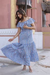 Indien main bloc coton robe imprimé fleuri été fête porter pour les femmes robe Style Boho personnalisé mariée mariage cadeau vente - Product Image 5