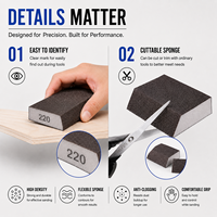 Bloque de lijado biselado de esponja abrasiva, bloque de lijado manual duradero, esponja de lijado en húmedo y en seco para madera, metal y paneles de yeso