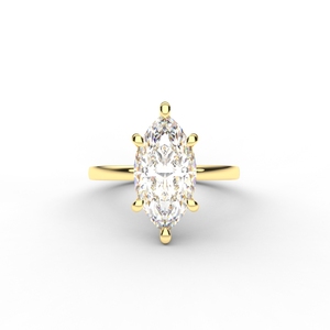 IGI Certified Marquise Cut Lab Grown Diamond Solitaire Engagement <b>Ring</b> in 14K Rose / White & Yellow Gold - Product Image 6