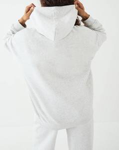 Ensemble sweat à capuche en molleton de coton surdimensionné et pantalon de survêtement à jambes larges pour femmes, streetwear, coupe décontractée, logo personnalisé, vente en gros, OEM, survêtements pour femmes - Product Image 5