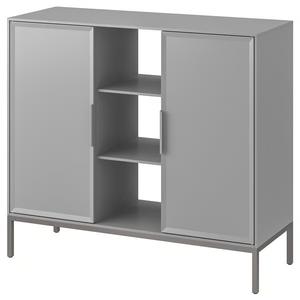 Gabinete de almacenamiento gris moderno con estantes Diseño elegante Ideal para organización y exhibición de sala de estar u oficina - Product Image 1