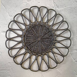 <b>Black</b> Flower Rattan <b>Placemat</b> Boho Hanging Wall Decoration Rattan Charger Plates Wedding Table Decoration - Product Image 1