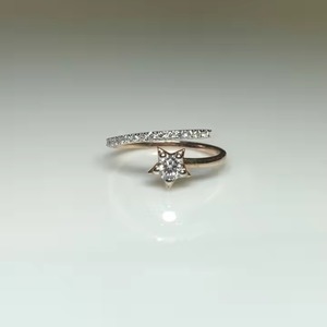 Anillo de banda abierta de diamante cultivado en laboratorio VVS, forma de estrella de oro rosa de 14 quilates para bodas, aniversarios, anillos de compromiso - Product Image 4
