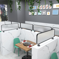 Cloisons de table de restaurant, séparateurs de café, séparations de sièges, cloisons en acier inoxydable 304, écrans en verre et en métal